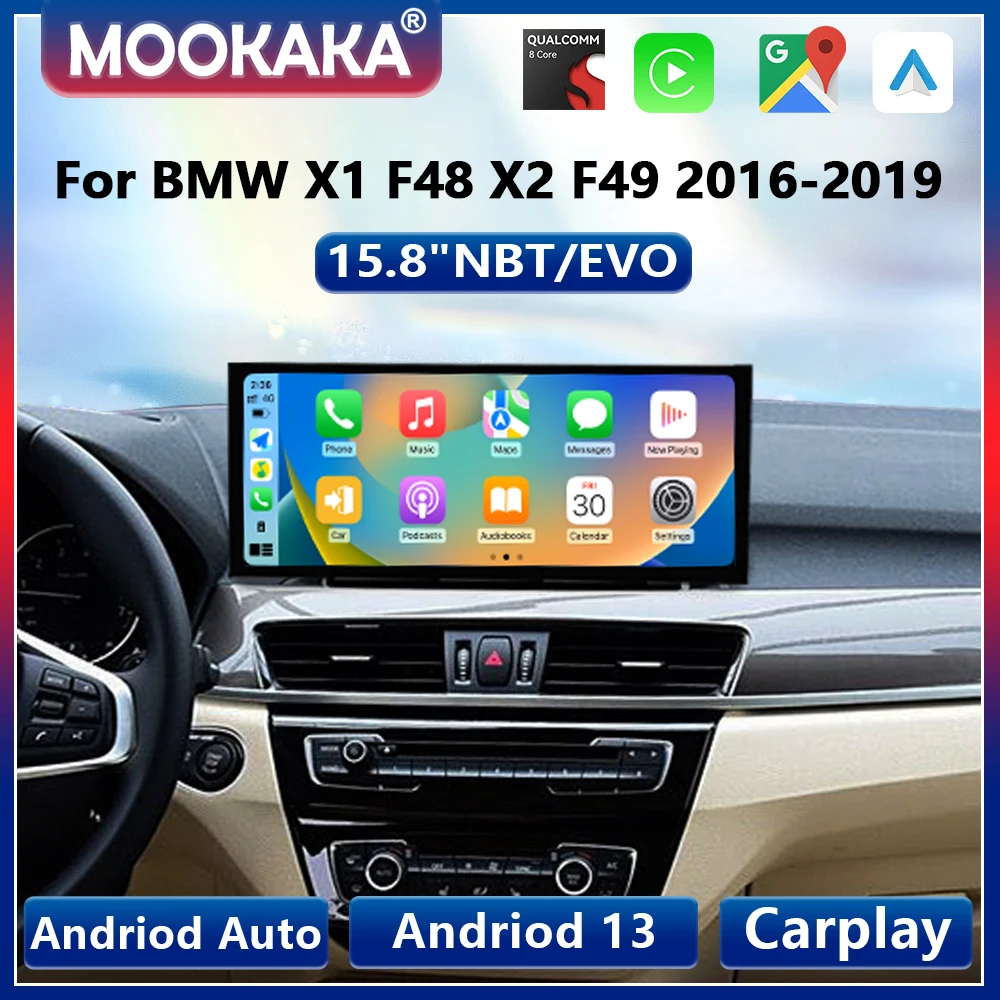 

For BMW X1 F48 X2 F49 2016-2019 NBT EVO 15.8'' 2K Screen Android13 Car Radio Wireless CarPlay Android Auto GPS Navigation DSP BT