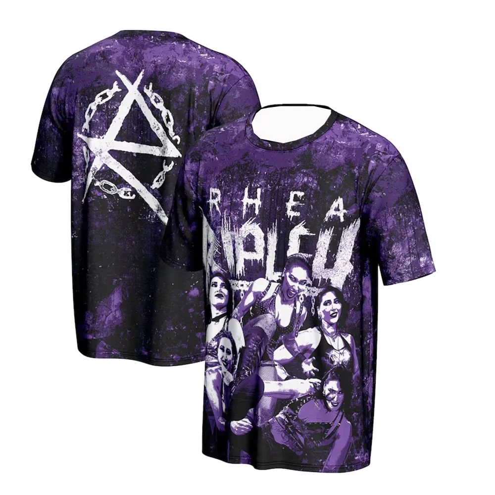 

Purple Rhea Ripley SuperstarWrestling Sports Training Tshirt Men 25 Hot Sale New Summer Women Short Sleeve Tops Shirts Children