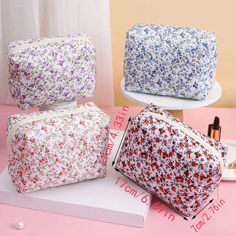 Women Makeup Organizer Female Toiletry Kit Bag Make Up Case Storage Pouch Lady Flower Cosmetic Brush Organizer Bag for Travel