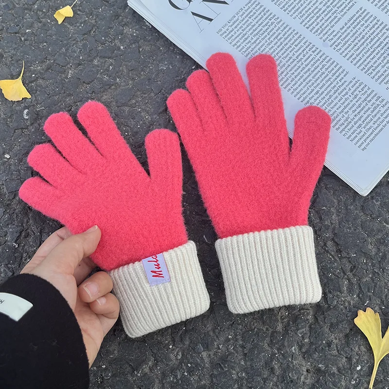 New Cute knitting Gloves Female Winter Mittens Factory Outlet Fur Gloves women's winter gloves Women Girls Mittens