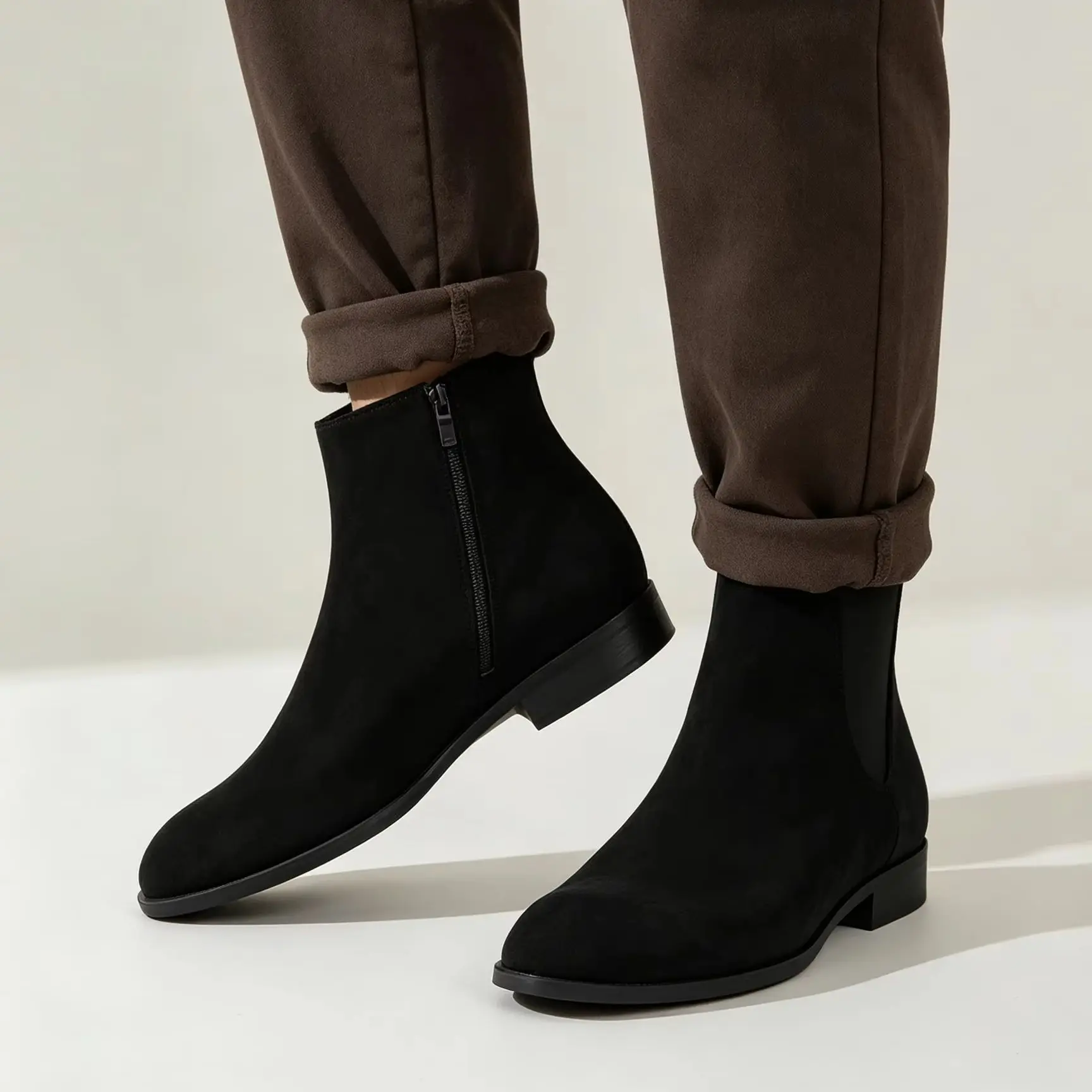 Desaidb Men's Suede Chelsea Boots Feature a Side Zipper Design and Are Classic British Style Ankle Boots, Suitable for Business - view 5