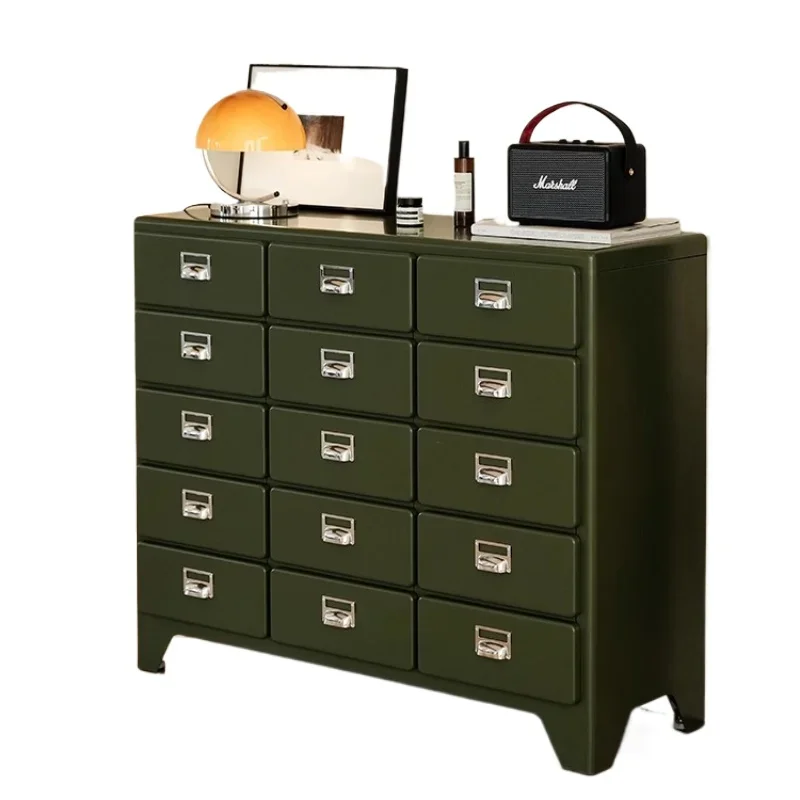 

Retro designer tin cabinet, household living room drawer dining side cabinet, metal chest cabinet storage cabinet