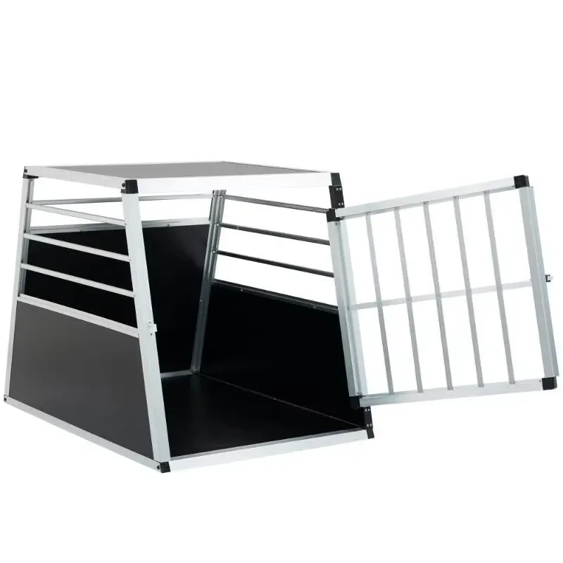 Lightweight Aluminum Pet Transport Cage, Portable Dog Kennel with Secure Door for Car & Outdoor