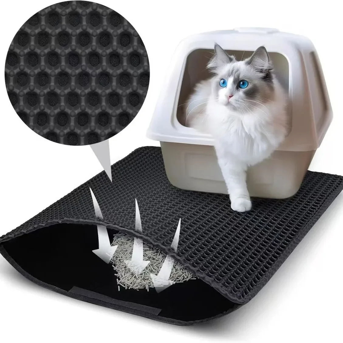 

Double litter mat anti-take out litter mat Filter anti-splash anti-stain litter box pet mat cleaning products, ideal for cats
