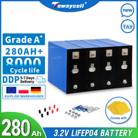Tewaycell 280Ah 3.2V Lifepo4 Battery Grade A 100% Sufficient Capacity Rechargeable Cells pack DIY 12V 24V 48V Solar Energy