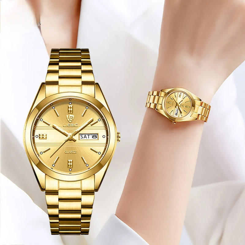 

2024 Valentine's Day Luxury Waterproof Stainless Steel Watches Fashion Men Woman Couple Watch Lover's Quartz Wristwatch Gifts