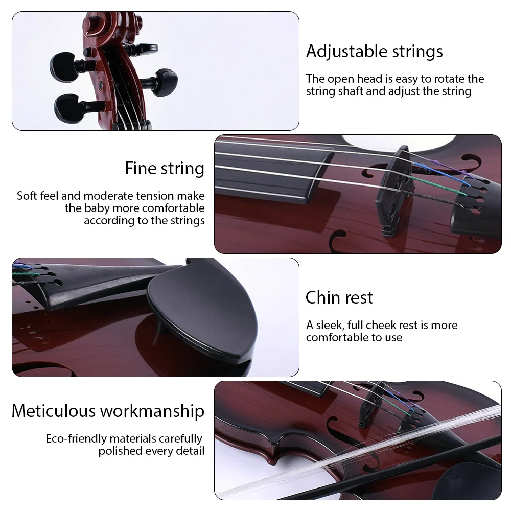 Simulated Violin Music Practice Violin Kit for Beginners Musical Instrument Exquisite Workmanship Performance Props Gifts