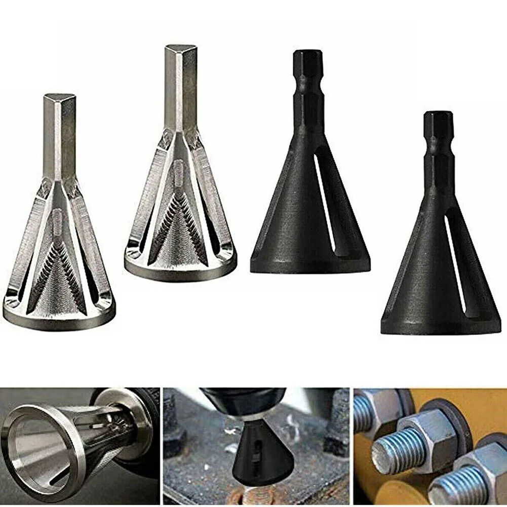 Deburring Externo Chanfro Ferramenta, 1/4 "Hex Shank, Triangular Shank, Remover Burr, Broca para Metal, 4Pcs