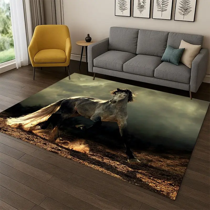 Horse Pentium Steed Animal Cartoon Carpet Rug for Bedroom Living Room Sofa Playroom Doormat Home Decor,Kid Area Rug Non-slip