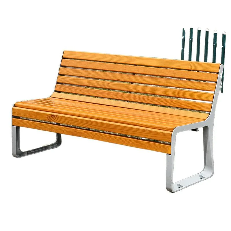 Outdoor aluminum alloy bench chair, solid wood bench, public square outdoor seating