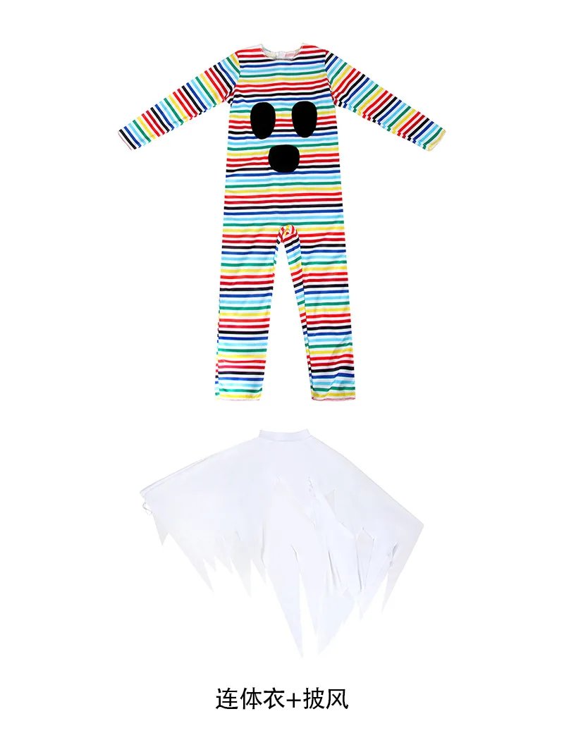 

Детский сценический костюм на Хэллоуин, ролевая игра «Маленький дьявол», комбинезон «Радужный призрак» с плащом