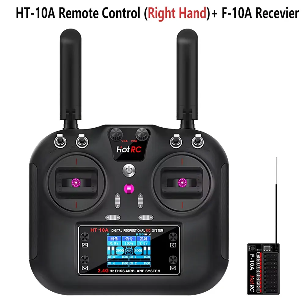 Hotrc HT-10A 2.4G 10CH Transmitter F10A Receiver for RC Plane Car Boat Drone