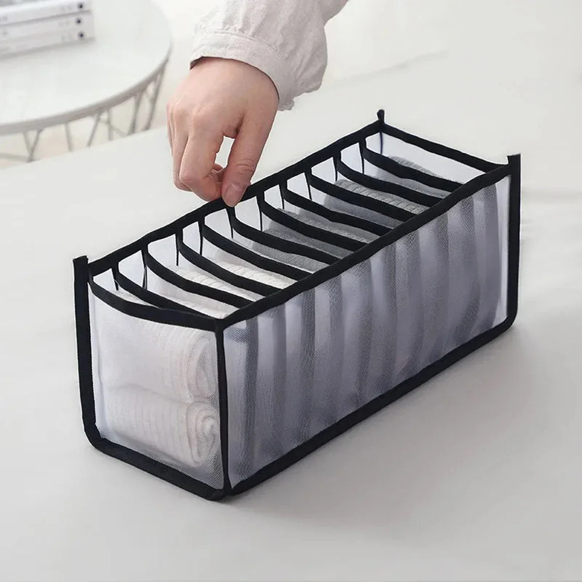 4pcs - Foldable Drawer Organizer - Space-Saving Closet Storage for Underwear, Socks & Bras - Customizable Dividers, Easy Setup