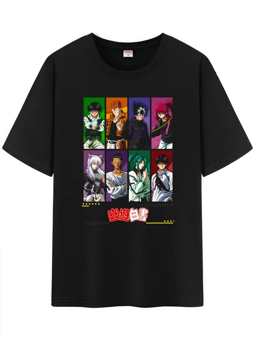 

Unisex Anime Character Pattern Cotton T-Shirt,YuYu Hakusho​ Character Impression Short Sleeve Tee Shirt