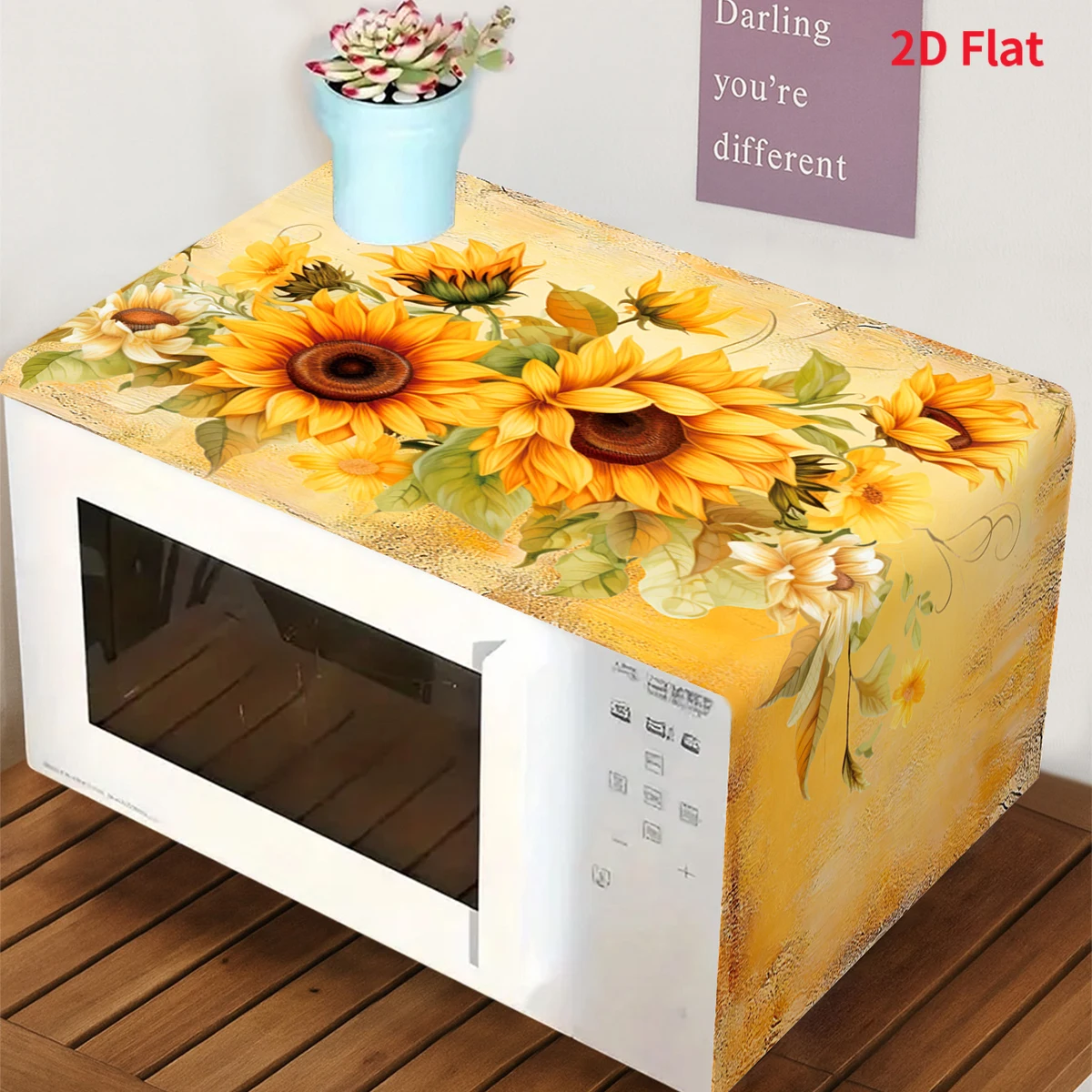 Sunflower Themed Microwave Dust Cover Appliance Protection for Home Oven Dust Cover Kitchen Countertop Decor Supplies