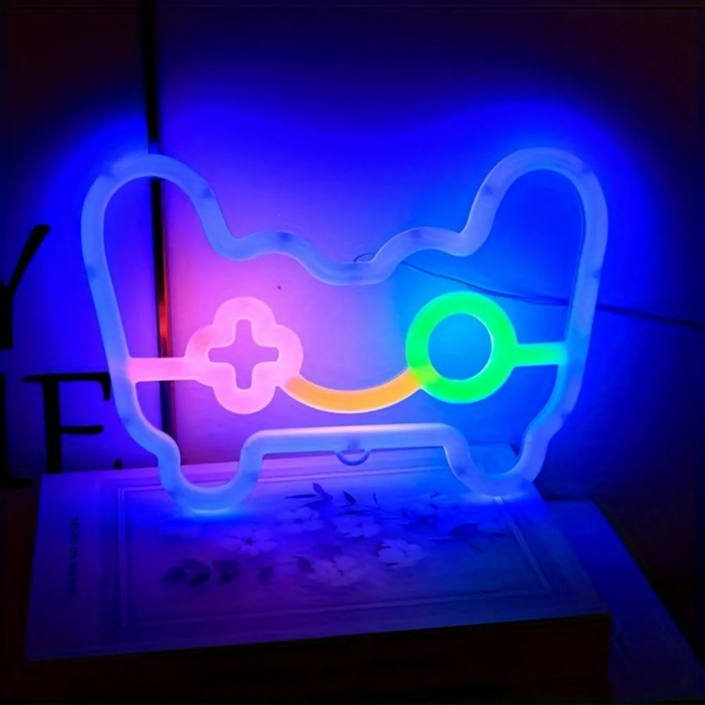 1PC USB LED game console neon light, game controller night light,suitable for game rooms,parties,and wall decoration