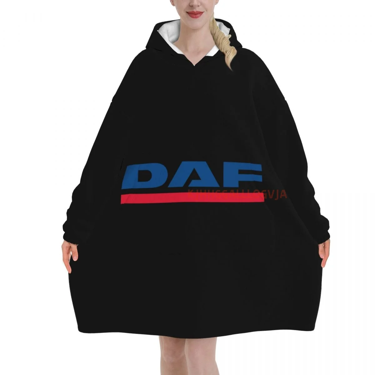 DAF Truck Pattern Wearable Flannel Blanket Hoodie Oversized Hooded Blanket Pullover Sweatshirt Fleece Sherpa Blankets