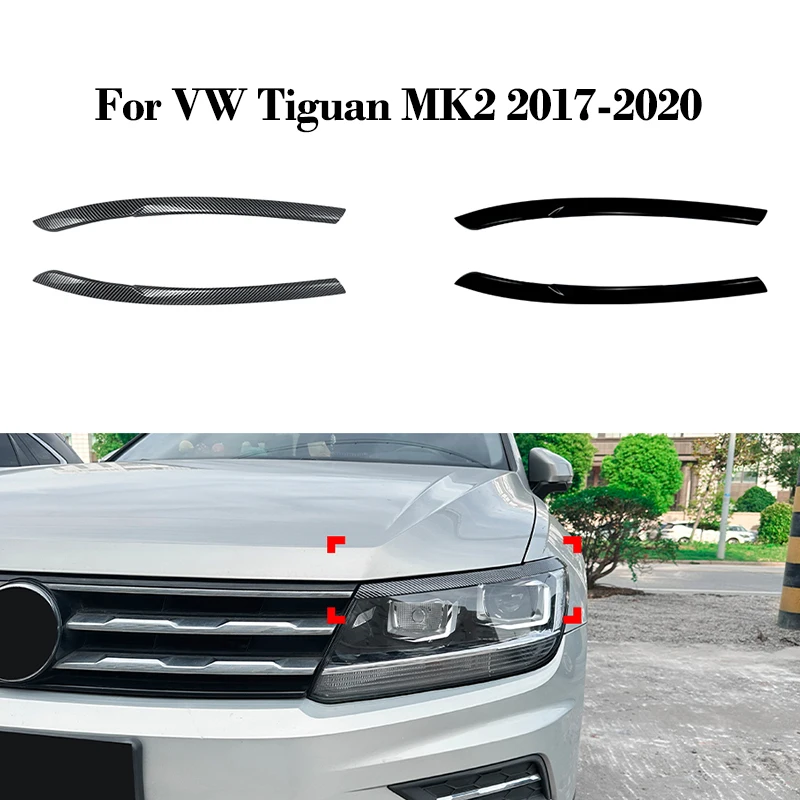 Car Front Headlight Eyebrows for Volkswagen VW Tiguan MK 2 2017-2020 Headlamp Eyelids Decoration Auto Body Kits Car Accessories