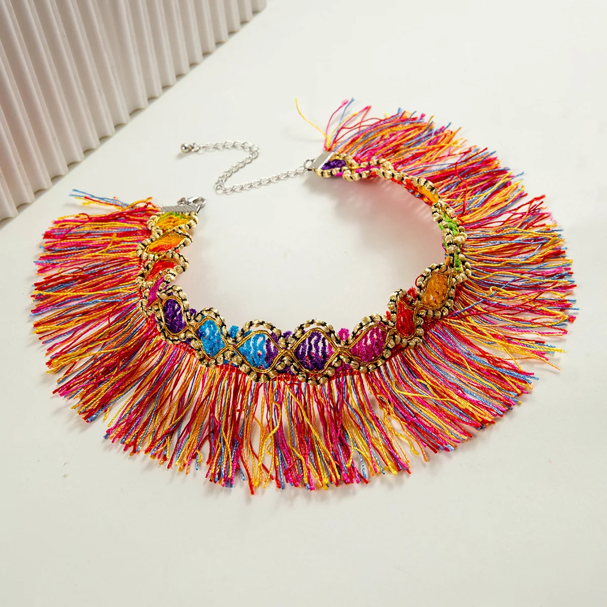 Bohemian Colored Tassel Bracelet, Retro Ethnic Style Fabric Line Jewelry For Women image 3