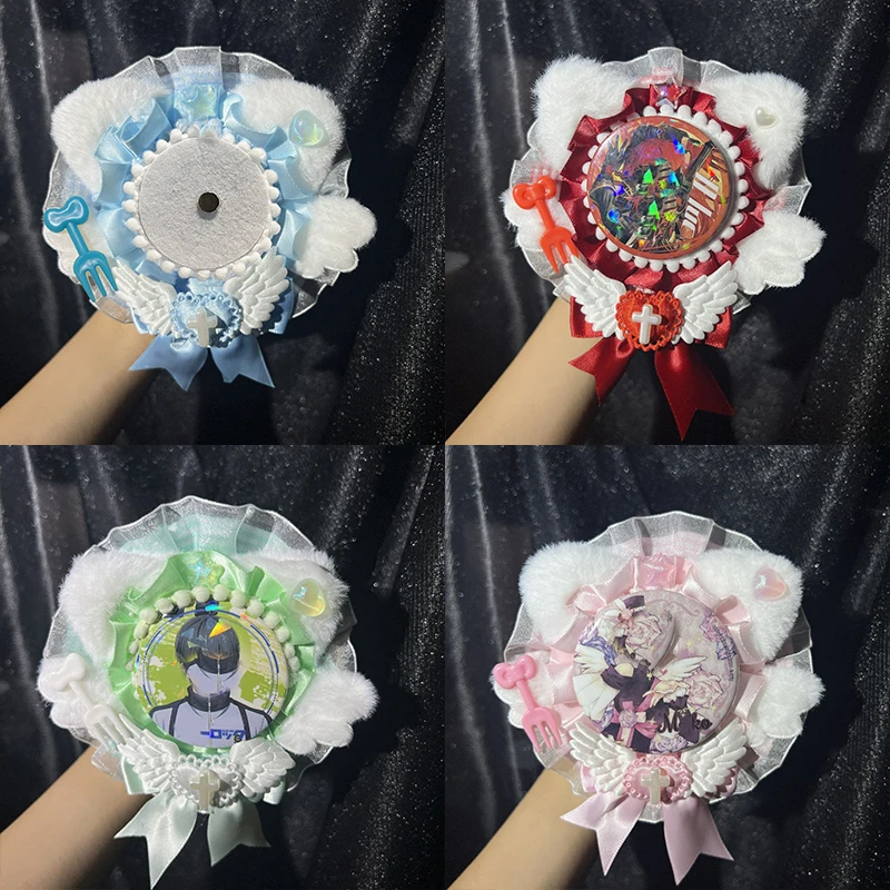 Cute and Kawaii Round Badge Clips and Decorations, Suitable for Badges, Pins, Chest Badges, and Itabag Accessories, Handmade DIY Finished Products Related to Anime and Cartoon Game Characters, Collectible Badge Decoration Clips, K-Pop Idol Fan Merchandise, Fan Club Itabag Decoration Pin Badge Clips, Fan Community Itabag Decoration Brooch Badge Clips