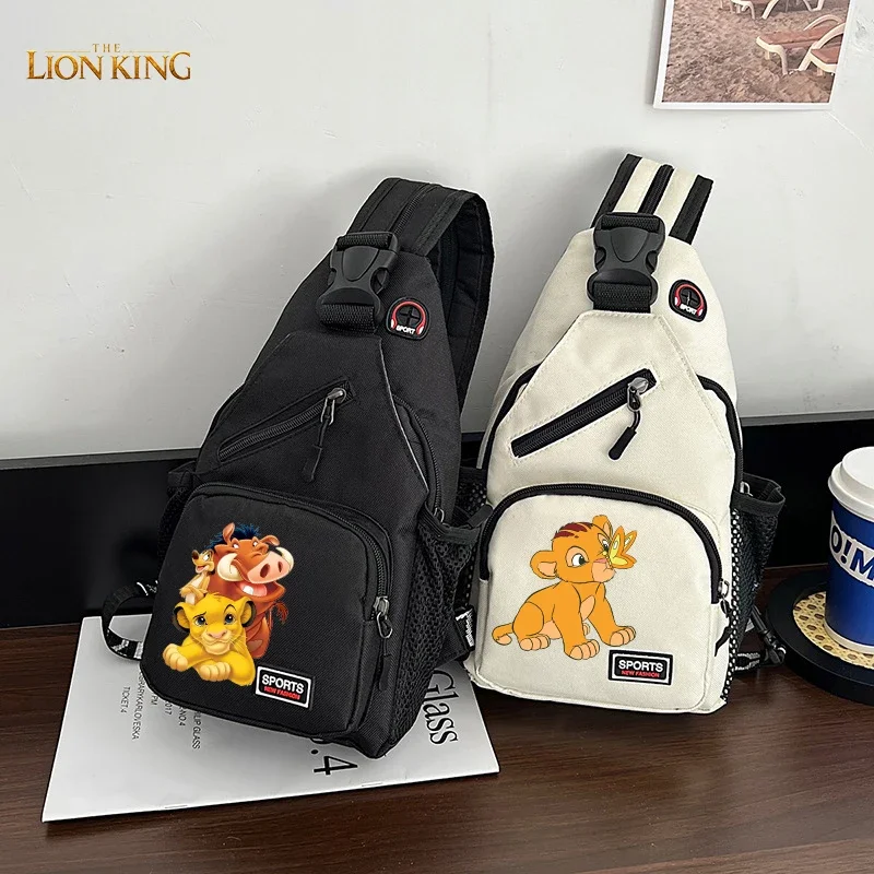 New Mufasa Lion King Shoulderbag Cartoon Anime Pattern Chest Bags Disney Cute Fashion Daily Backpack Large Capacity Storage Bag