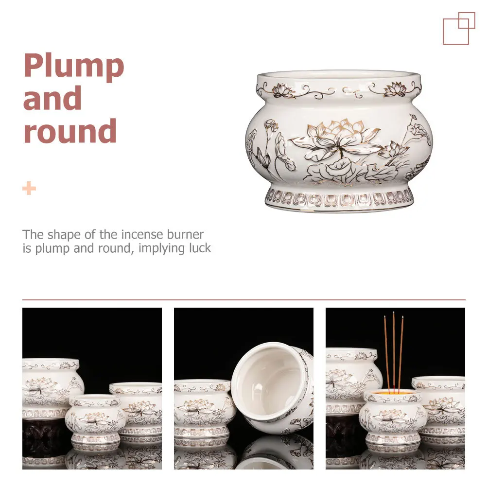 Keramik-Räuchergefäß, Retro-Buddha-Halle, rundes Räuchergefäß, Desktop-Aromatherapie-Räucherstäbchenhalter, Räucherstäbchenhalter