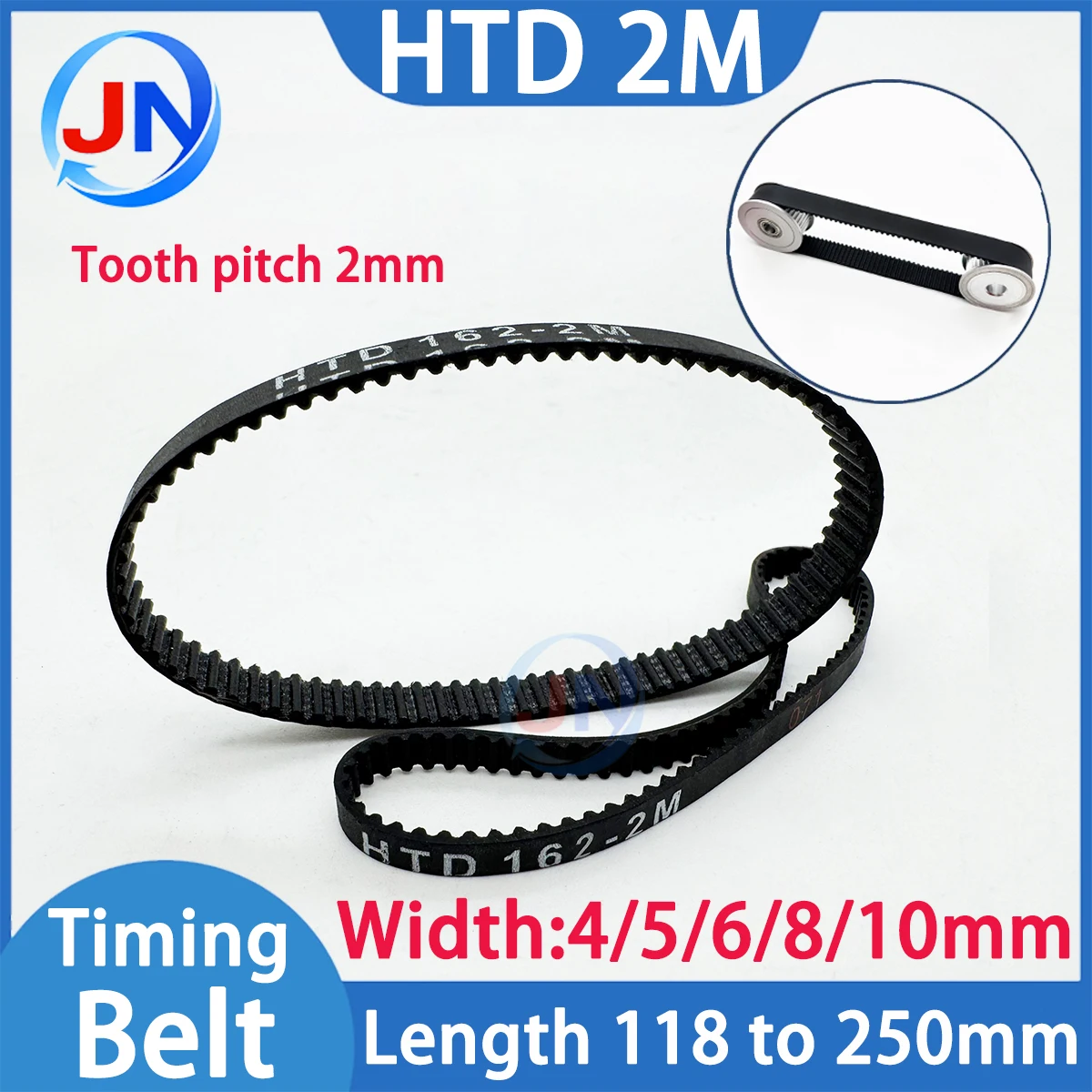 2M Closed Timing Belt Length 118 120 126 130 140 158 160 168 176 180 208 250mm Width 4 5 6 10mm Rubber Vacuum cleaner Drive Belt