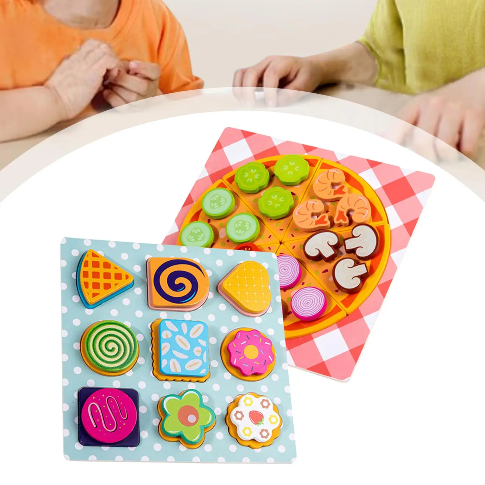 Kitchen Food Toy Pretend Play Fun Wooden Learning Toys Color Perception Educational Toy Pizza Food Set for Gift 3 Years and up