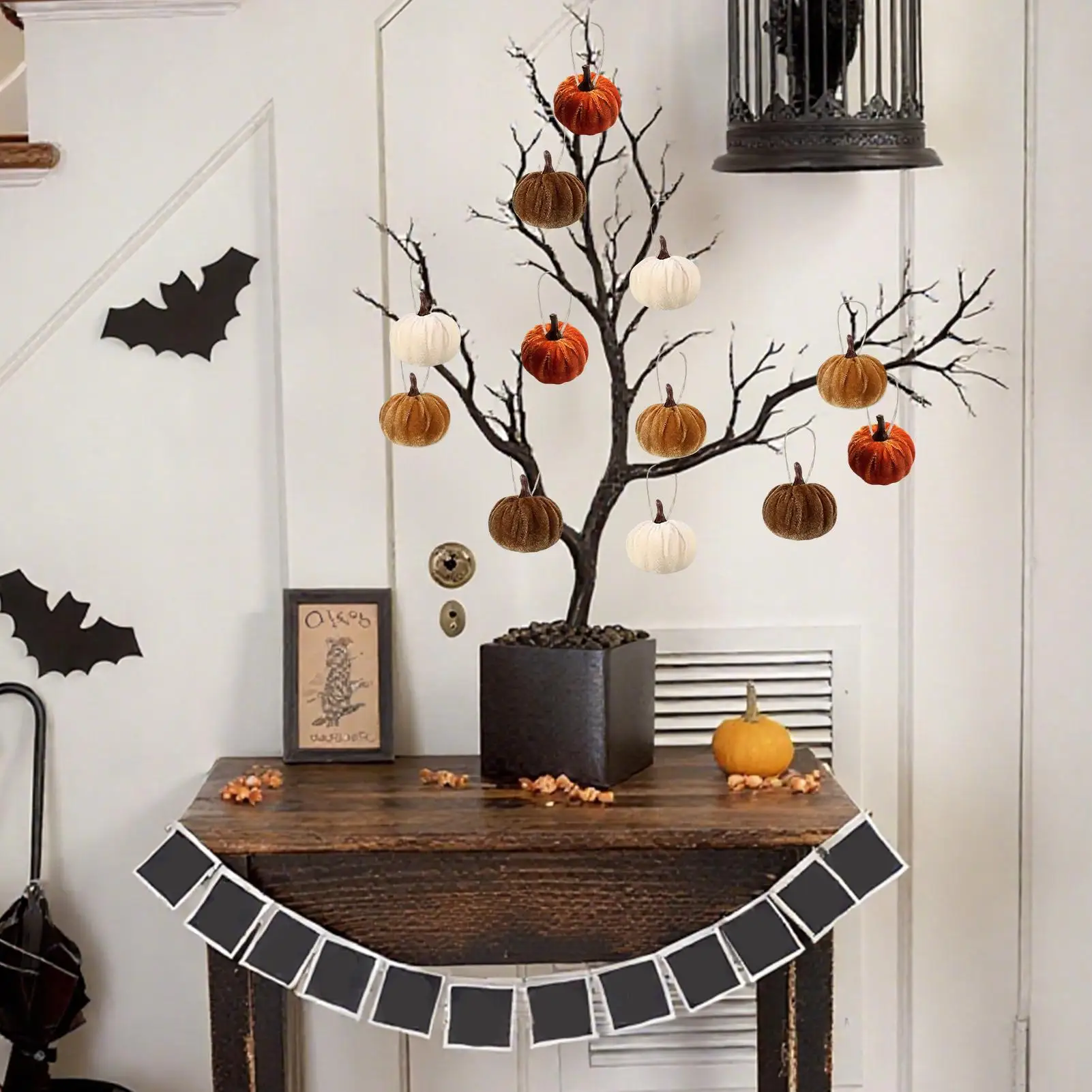 

Pumpkin Ornament Thanksgiving Mini Pumpkin Tree Pendants 12 Pieces Vibrant Decoration Festival Prop for Dormitory Mantelpiece
