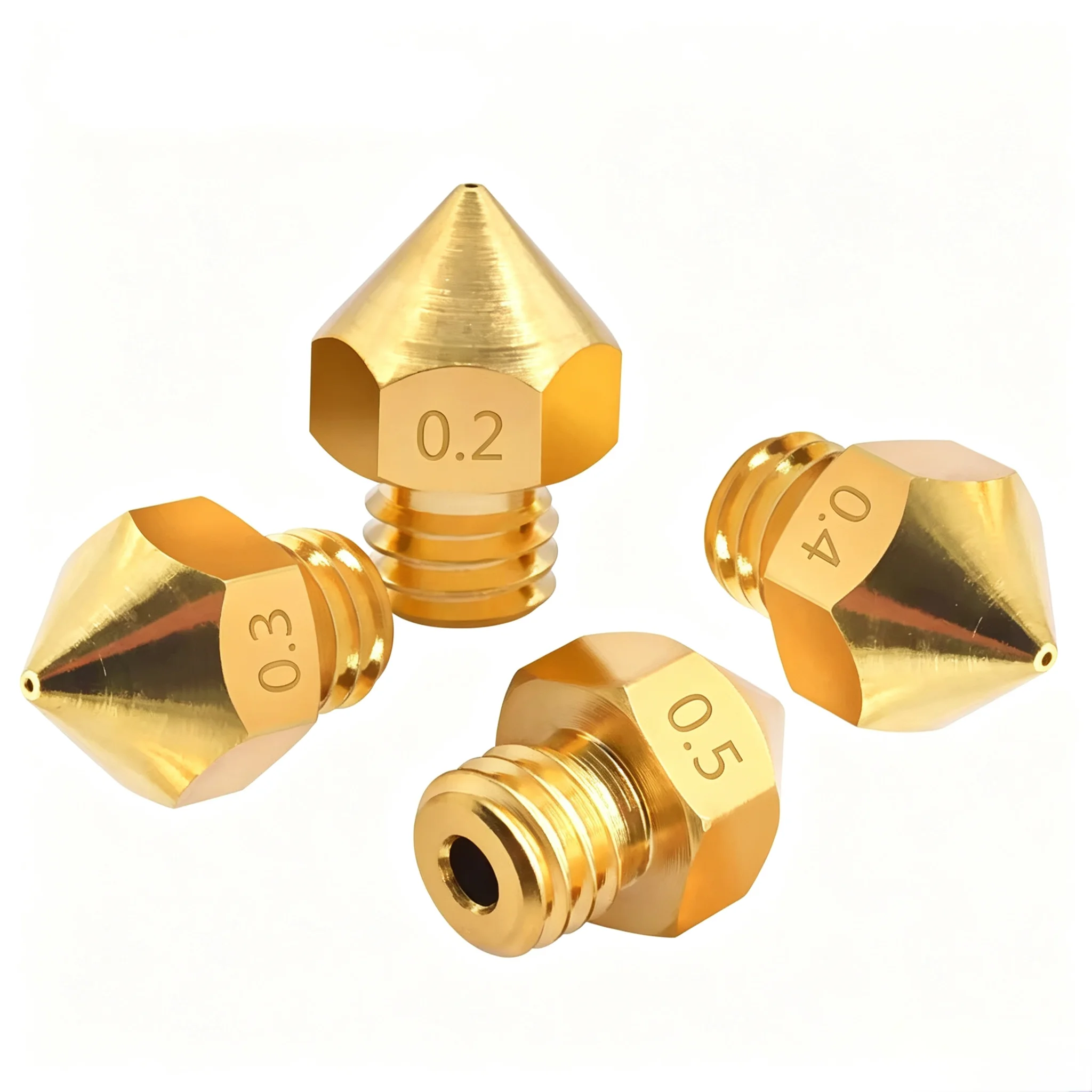 MK8 Brass Nozzle 1.75mm 3mm for Creality Ender 3 CR-10, Smooth Inner Wall No Clogging 3D Printer Extruder Parts