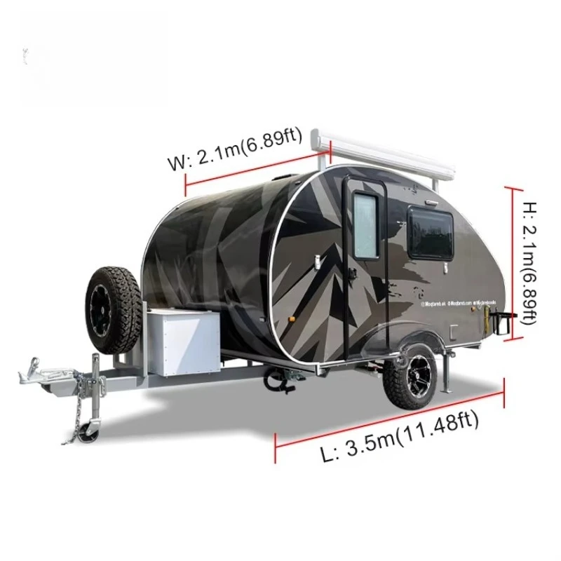 Portable Small RV Camper Trailer, Mini Teardrop Camping Caravan For Wilderness Exploration