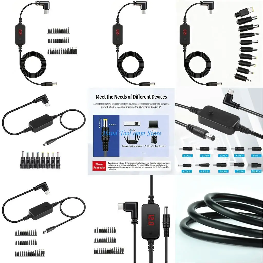 

H37F Voltages Control Type C to DC5.5 Charging Cable 5V-20V for Various Electronics PVC Cord and Compatibility