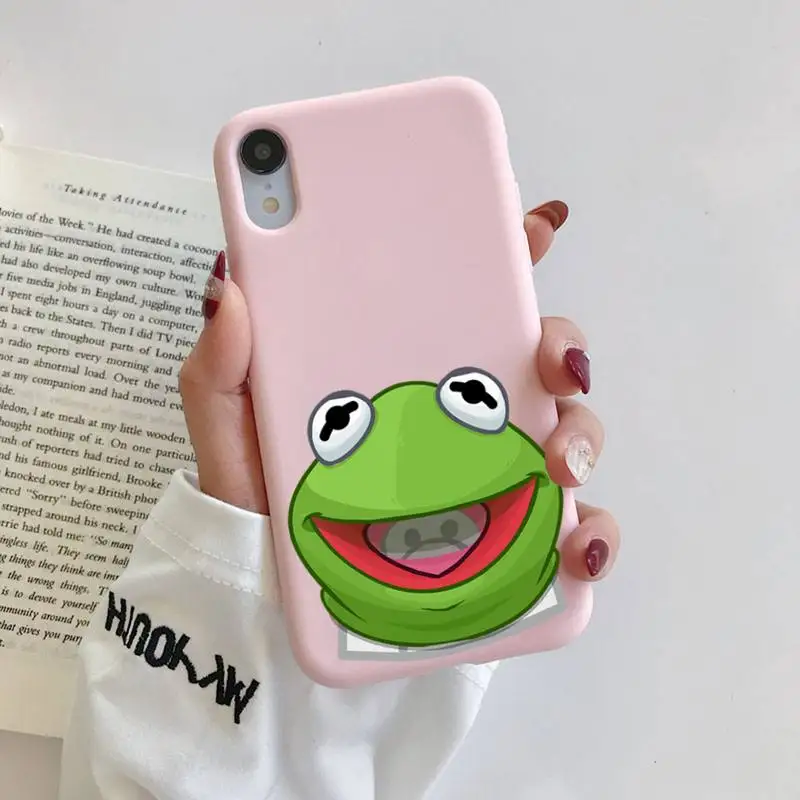 Kermit-funda de teléfono the frog para iPhone, carcasa de Color caramelo sólido, para 11, 12, 13, Mini Pro, Xs Max, 8, 7, 6, 6S Plus, X, XR