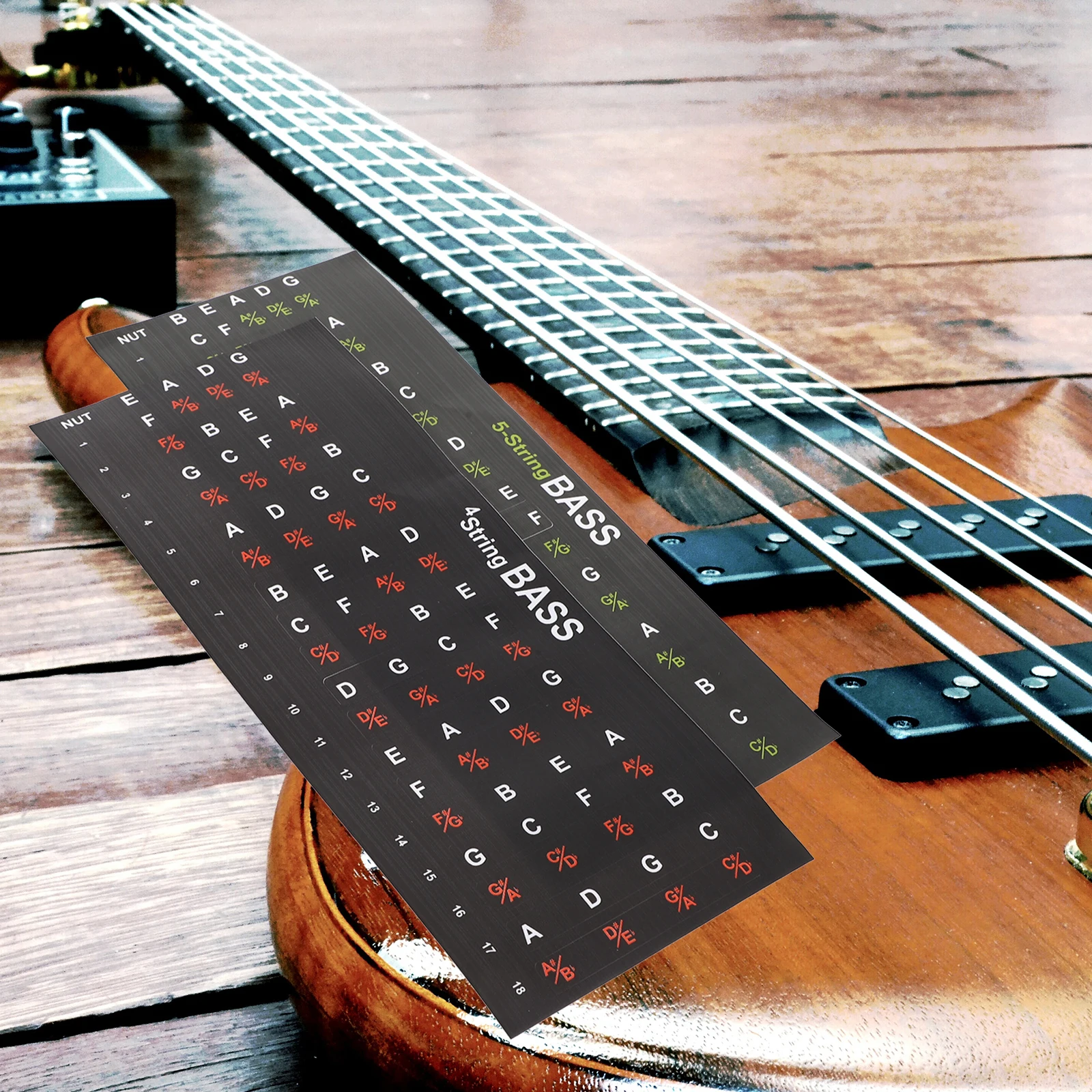 

2Pcs Guitar Fretboard Note Stickers Bright Color Durable Scale Decals Easy Use for Beginner Guitar Practice Fretboard Notes