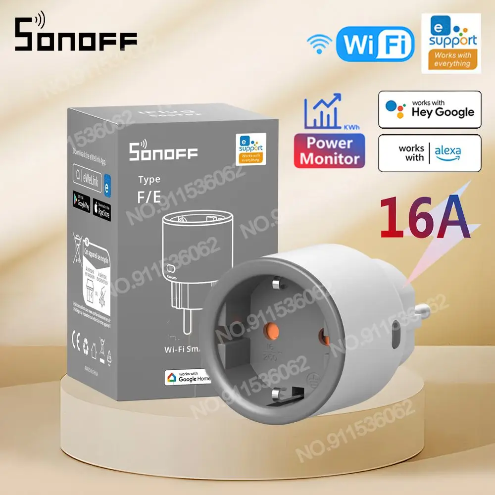 SONOFF S60TPF EU WiFi Socket Smart Home Plug Power Monitor Outlet Voice EWeLink App Remote Control Alexa Google Home SmartThings