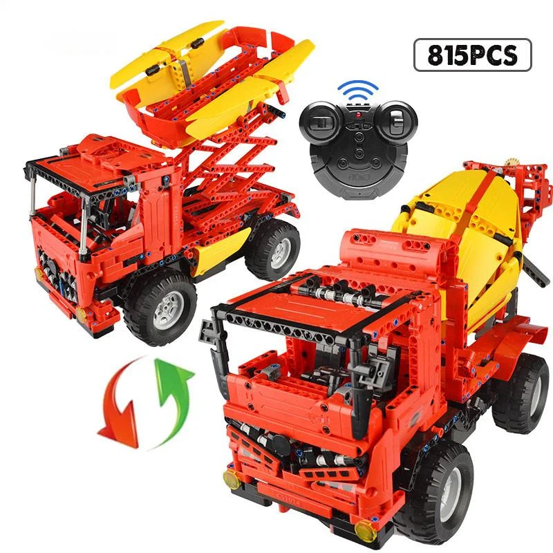 RC City Mixer Truck Car 2 IN 1 Building Blocks Technical Remote Control Crane Bricks Toys for Children Gifts