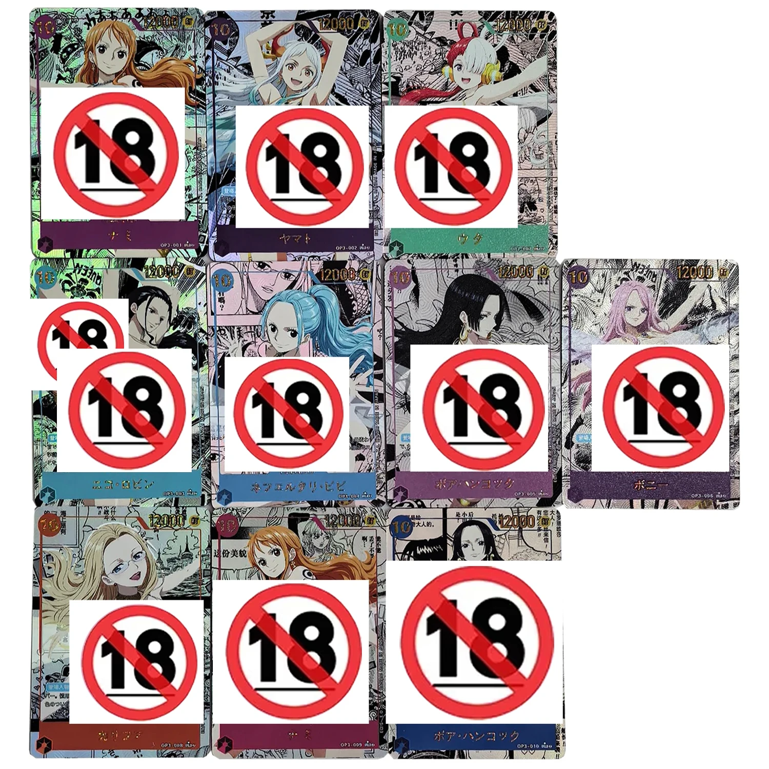10 piezas/set de tarjetas de juguete de anime DIY de One Piece ACG, colección de cómics de Nami, Robin, Hancock, OPCG, Uta, Yamato, tarjetas de flash de color reflejante