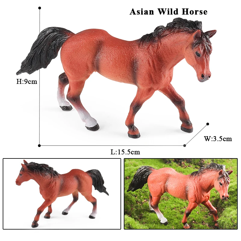 Oenux Original Forest Wild Steed Farm Animal Horse Realistic Model Action Figures Haflinger Ferghana horse PVC Figurines Toy Kid