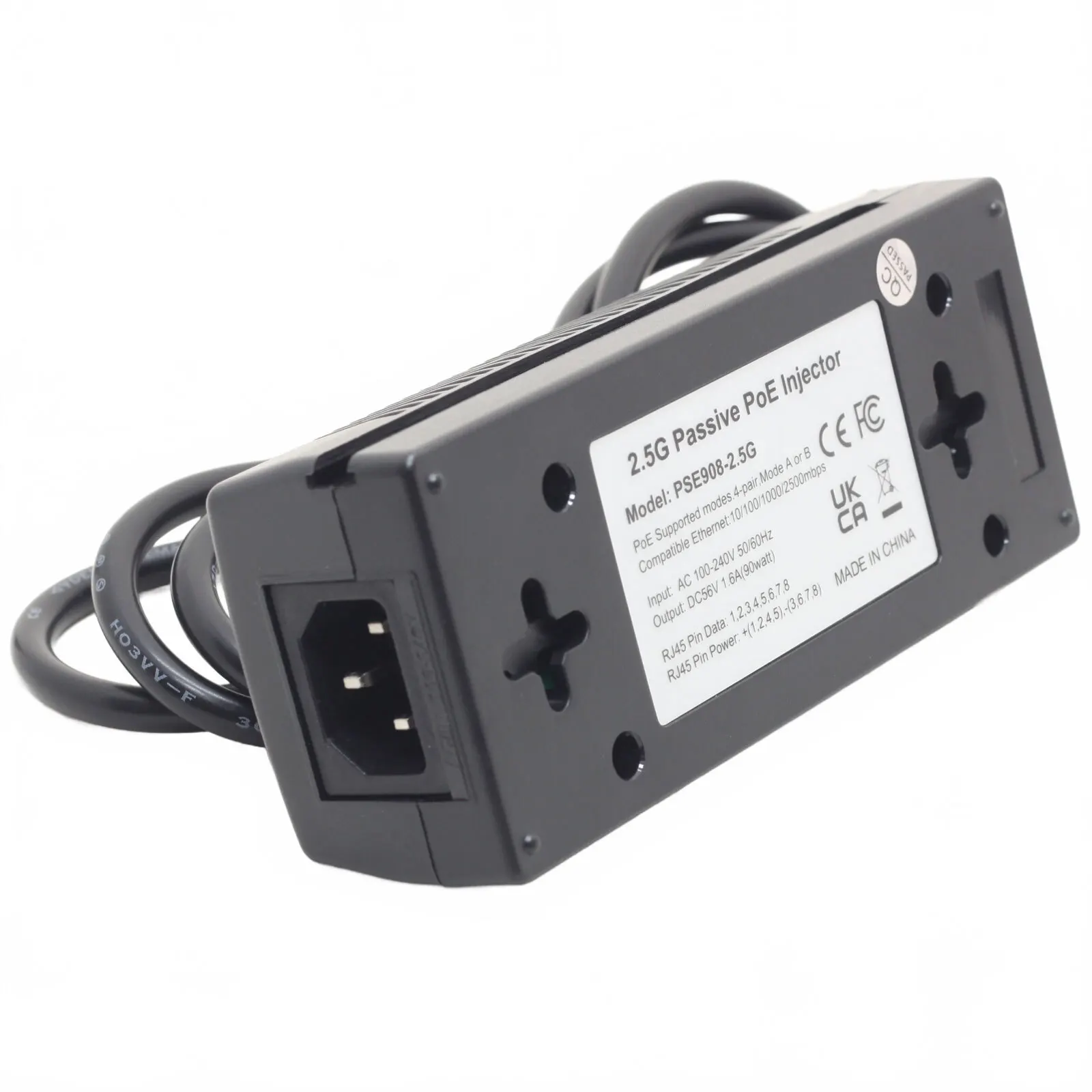 90 vatios PoE++ 802.3BT 2.5G Gigabit PoE adaptador de inyector 56V 1.6A 90W 2500mbps