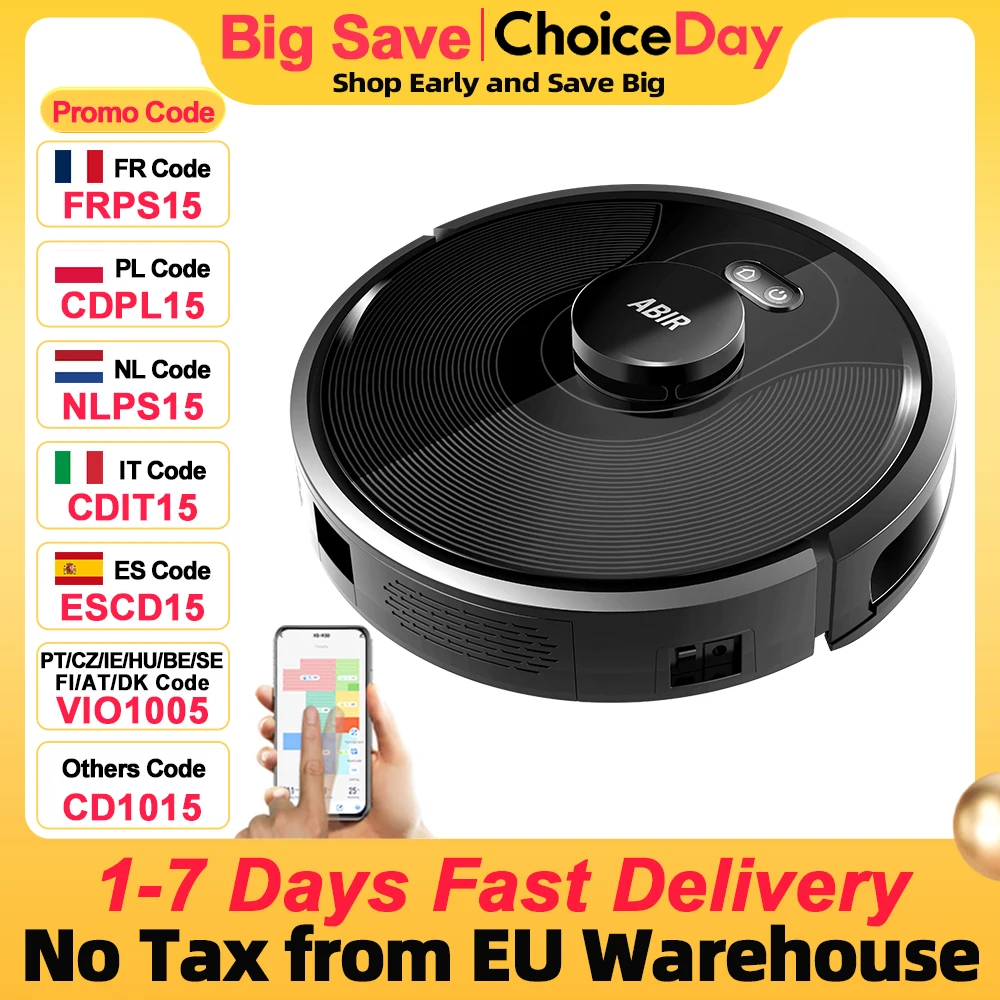 Robot aspirateur ABIR X8, navigation laser lidar, aspiration 6500pa, cartes multiplanchers, Stérilisation aux UV, lavage humide en forme de Y, Application zones interdites,Capteur TOF