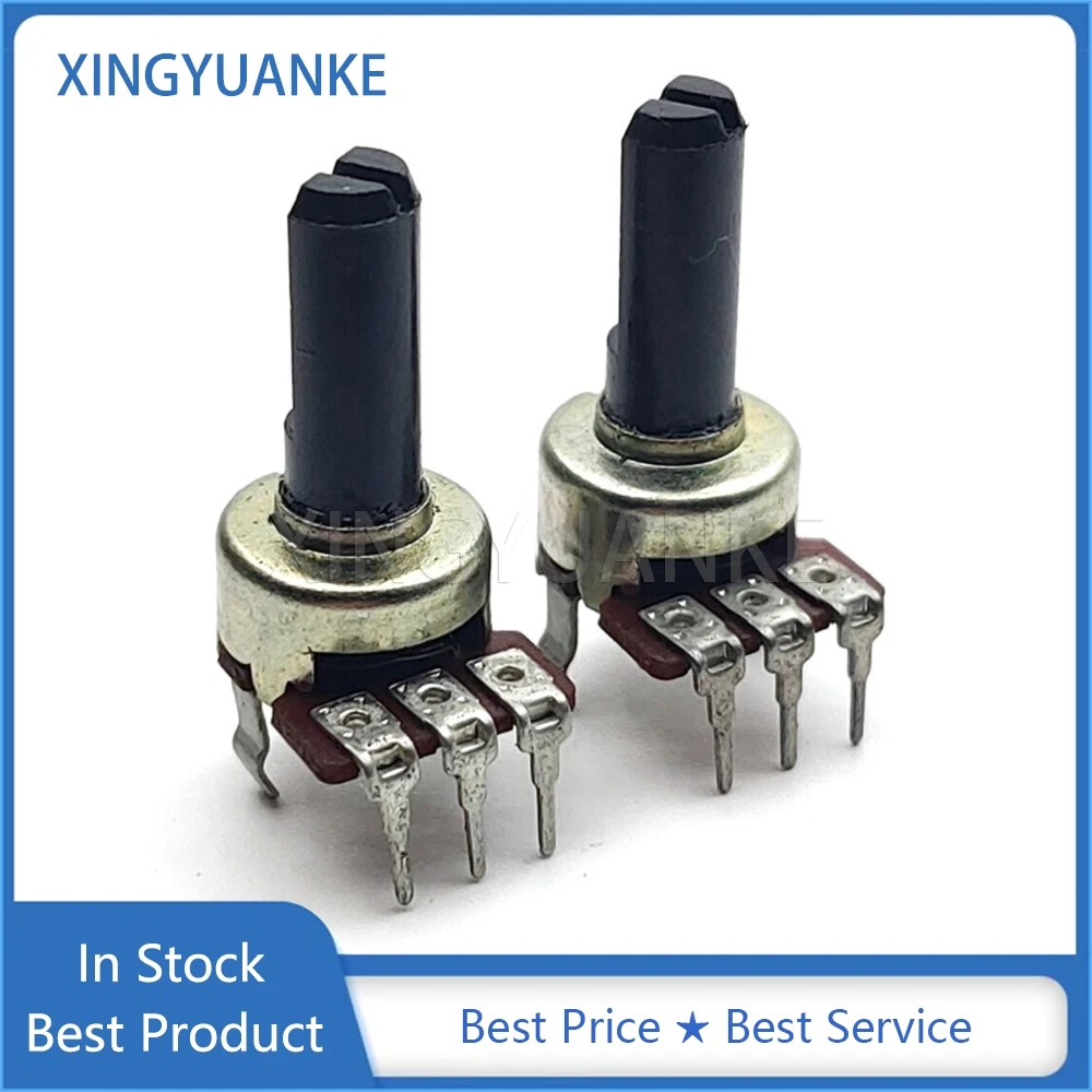 5PCS 121 Type Potentiometer B10K B50K B100K Single Vertical 3-Pin Audio Volume Adjustment Switch 10K 50K 100K Half Shaft 15MM