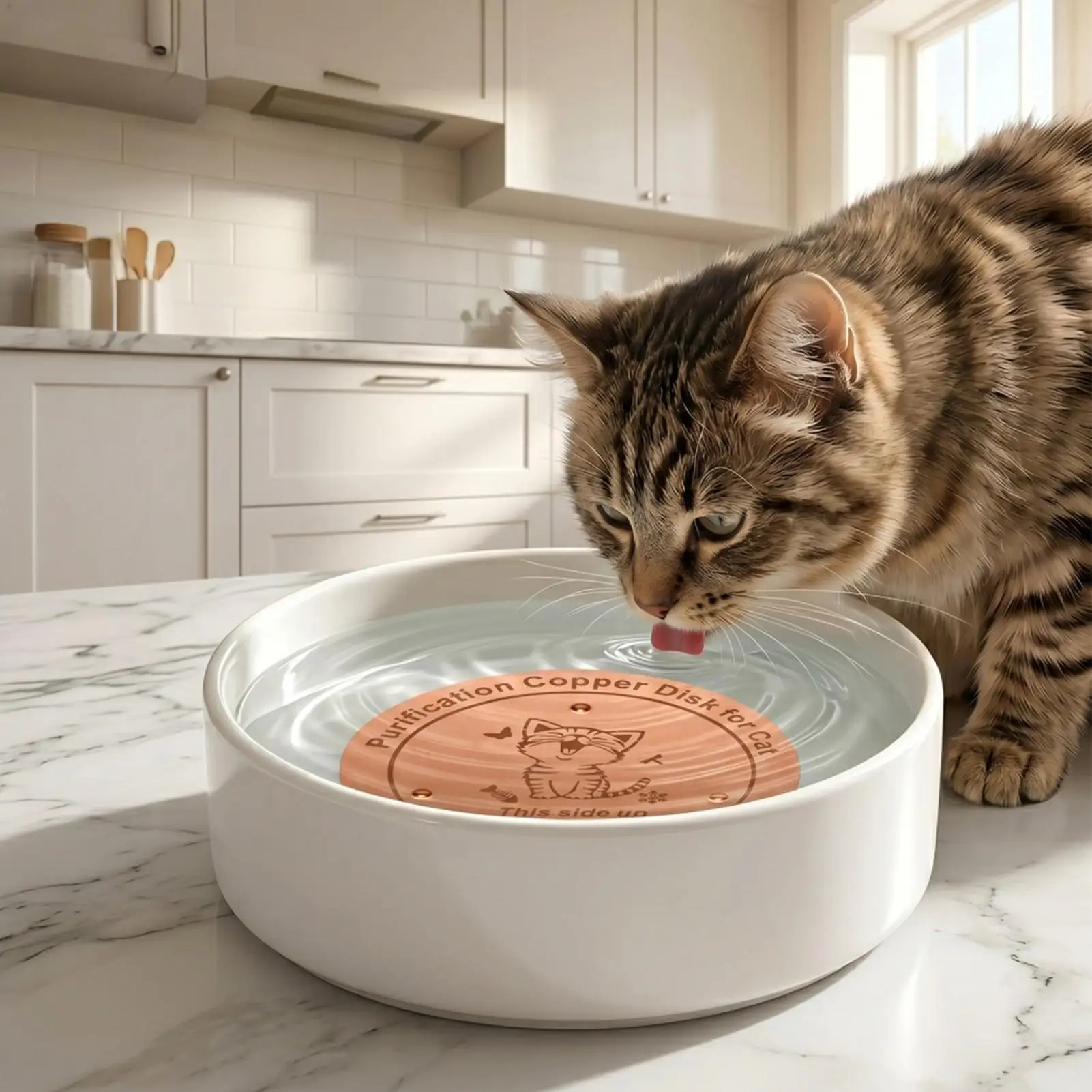 Copper Cleaning Tray Cat Water Bowl Purifier Suppress Microbes Keep Tidy Drinking Liquid Fit Pet Water Dispenser Water Gear