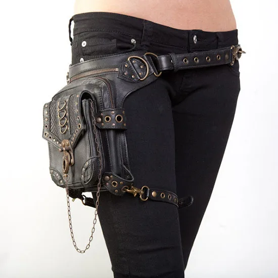 

Gothic Punk Style Crossbody Waist Bag Coin Purse Mobile Phone Bag for Men And Women Unique Personality Vintage Rock Bag