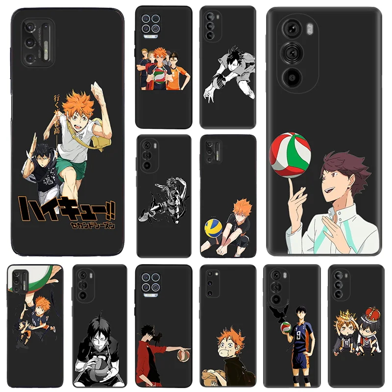 Matte Phone Cases for Motorola Moto G31 G50 G30 G51 G60 G71 G22 G32 G52 G72 G53 G73 G9 Haikyuu!!! Hinata Black Soft Cover