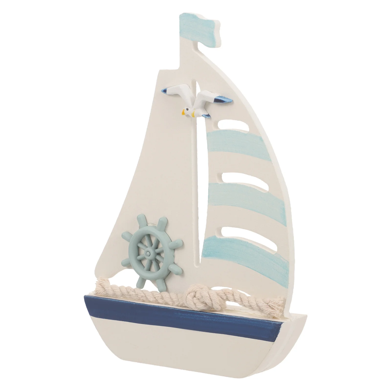 

Wooden Sailing Boat Decorations Exquisite Craftsmanship Navy Blue White Elegant Design Rustic Coastal Theme Room Home Office
