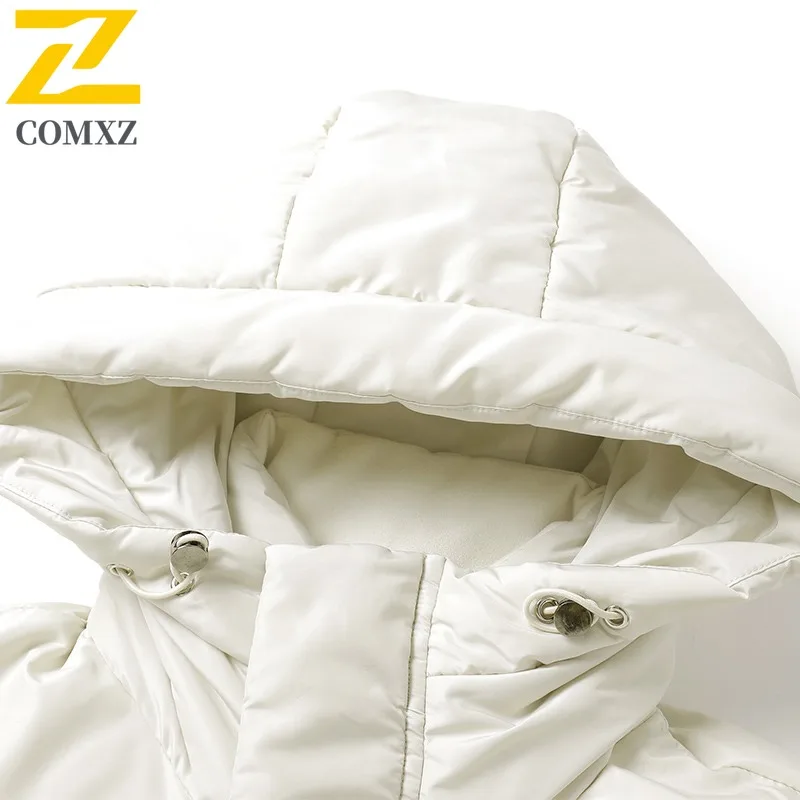 COMXZ Men Bread Jacket 2025 Solid Mid Length Trip Street Comfortable Windproof Outdoor Winter Padding Puffer Jackets Warm Daily