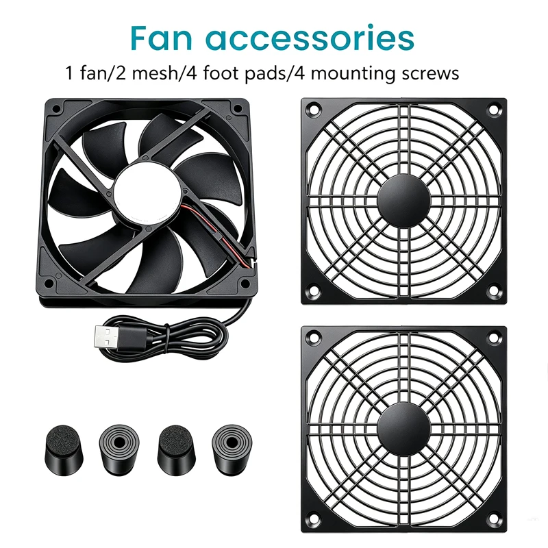 120mm X 25mm USB Silent Cooling Fans Dual-Fan System for DVR Electronics Xbox - Large Airflow for Efficient Heat Dissipation
