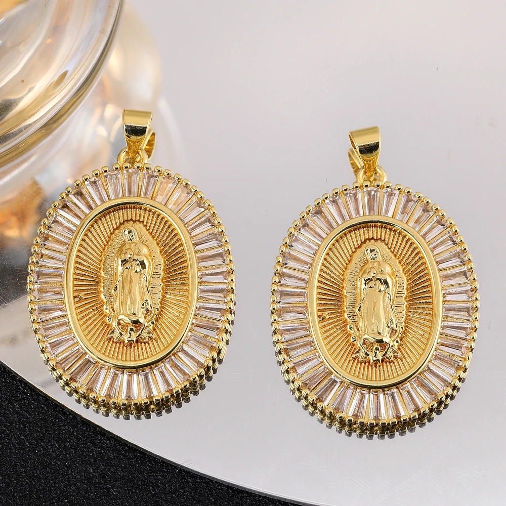 Juya-decoración hecha a mano de la Virgen María, dijes chapados en oro Real de 18K para bricolaje, colgante de medallas religiosos, fabricación de joyas cristianas