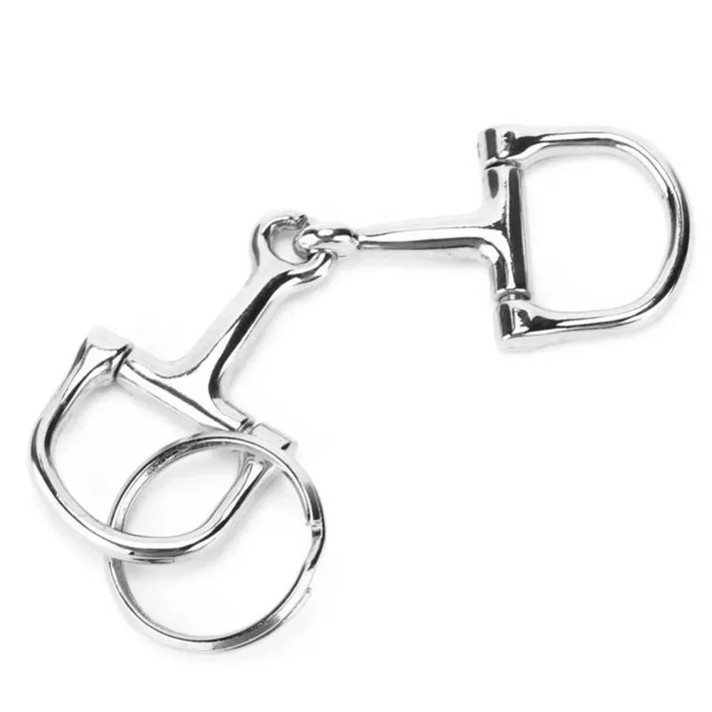 1PC D-Shaped Snaffle Keychain Durable Silver D Zine-Alloy Horse Snaffle Bits Key Chain Decoration Gift for Men Women