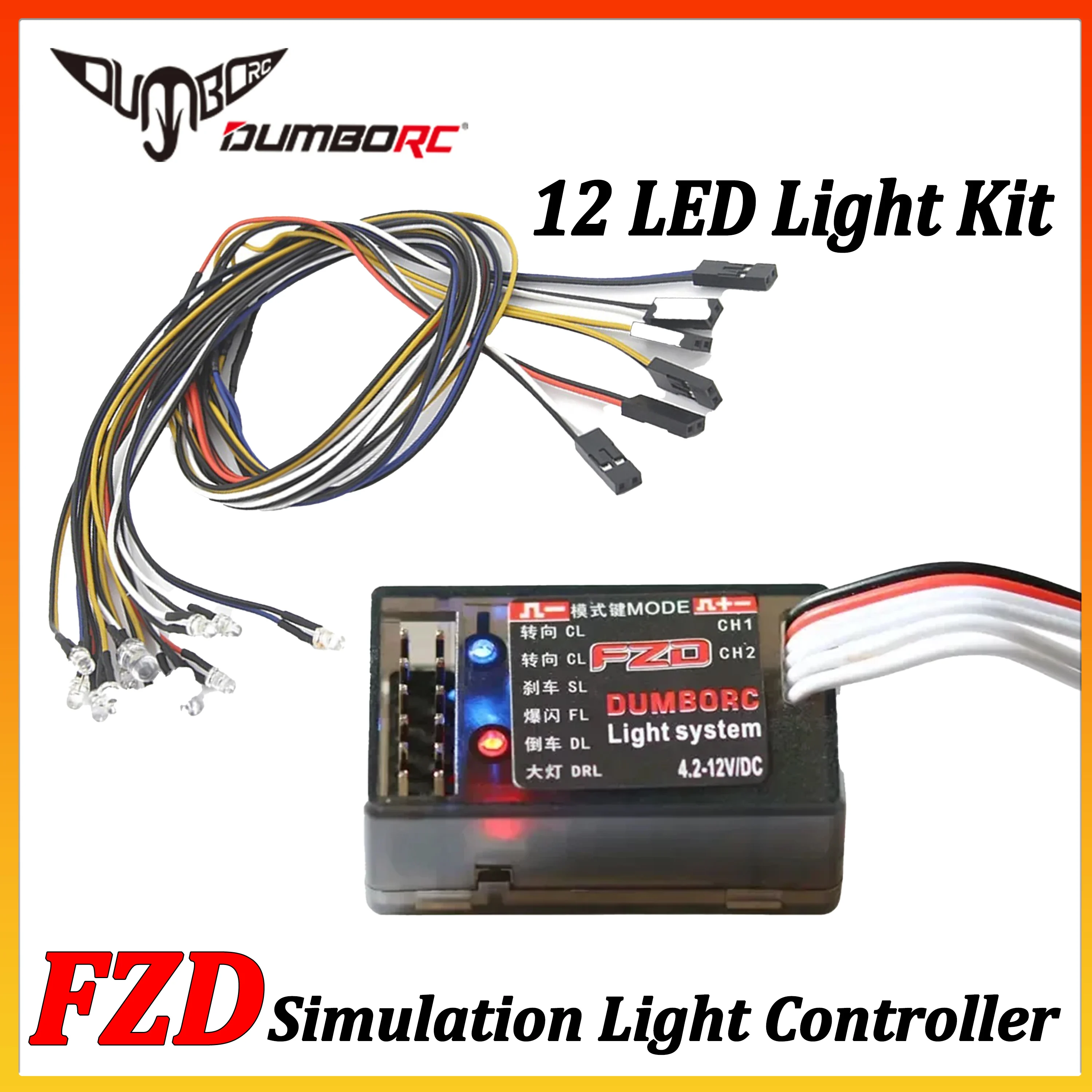 DUMBORC FZD Simulation Light Controller LED Light Kit 5mm 3mm for 1/10 1/8 RC Car Truck Tank Boat 4WD Axial SCX10 Wltoys WPL
